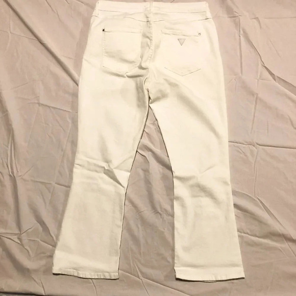 Guess High Rise Flare Distressed Jeans Size 32 White - Picture 13 of 16